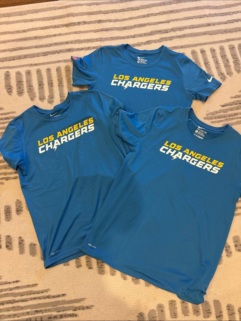 3 Nike Dri-Fit Los Angeles Chargers Youth Tees